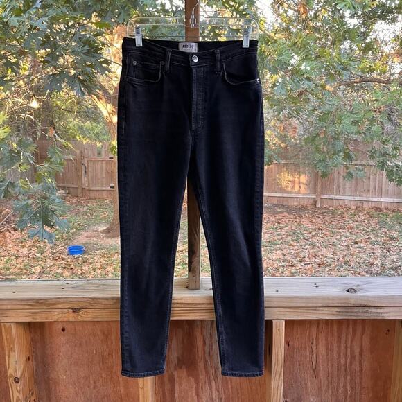 Agolde Women's Nico Jean High Rise Slim Fit Black Button Fly Size 27 - Picture 1 of 7